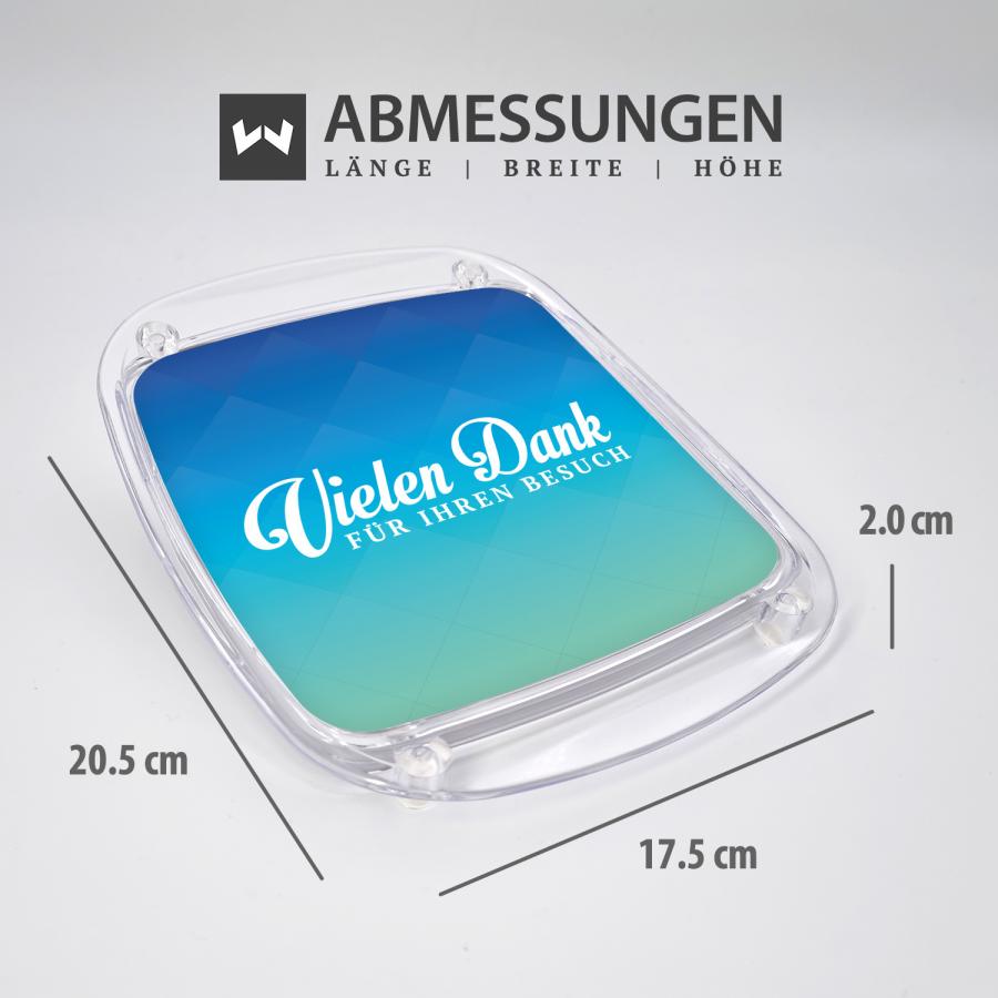 Artikelmaße Zahlteller, Wechselgeldteller für Dienstleister, blau