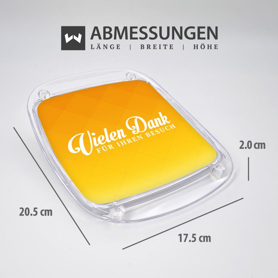 Artikelmaße Zahlteller, Wechselgeldteller für Dienstleister, gelb