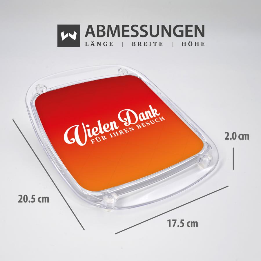 Artikelmaße Zahlteller, Wechselgeldteller für Dienstleister, rot 