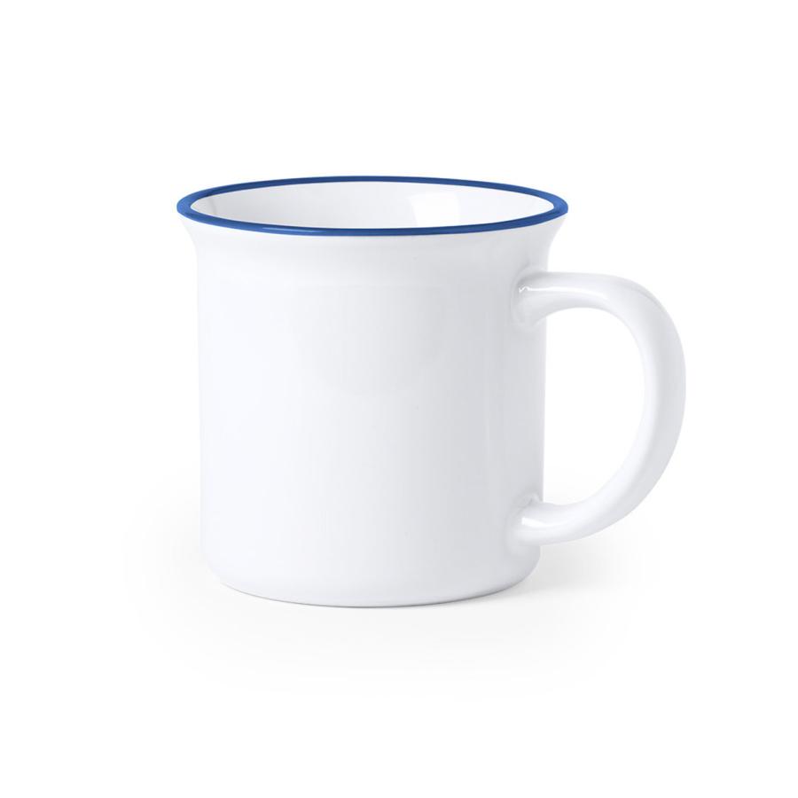 Keramiktasse NORD im Vintage-Look mit blauem Rand