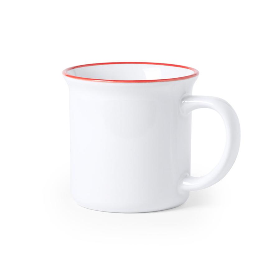 Keramiktasse NORD im Vintage-Look mit rotem Rand