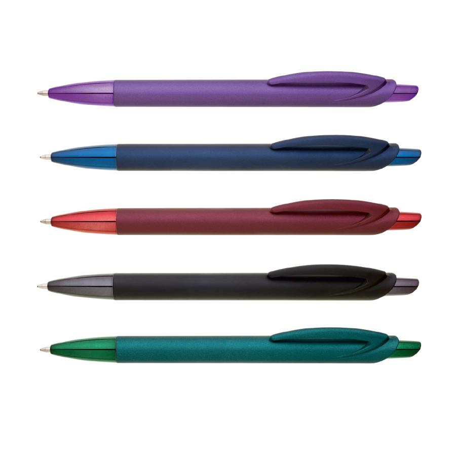 Farbübersicht: Kugelschreiber mit Gelmine in fünf eleganten Metallic-Farben