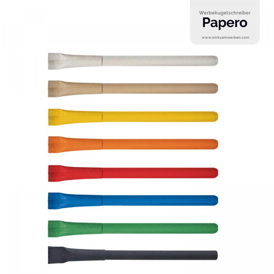 Kugelschreiber aus Recyclingpapier in verschiedenen Farben