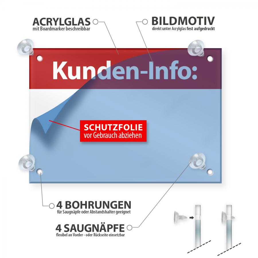 Kundeninfo Hinweis-Schild, Artikeldetails