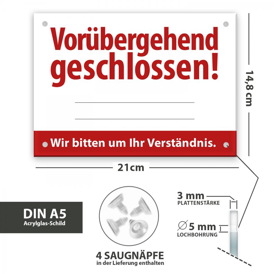 Schild Vorbergehend geschlossen Mae