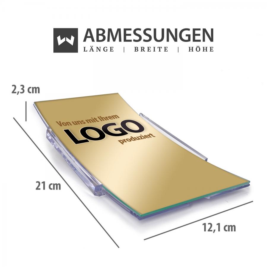Eckiger Logo Glaszahlteller Mae