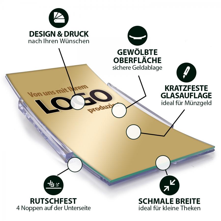 Eckiger Logo Glaszahlteller  Produkteigenschaften