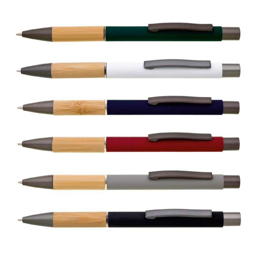 Kugelschreiber aus Metall und Bambus – Farbauswahl mit Softtouch