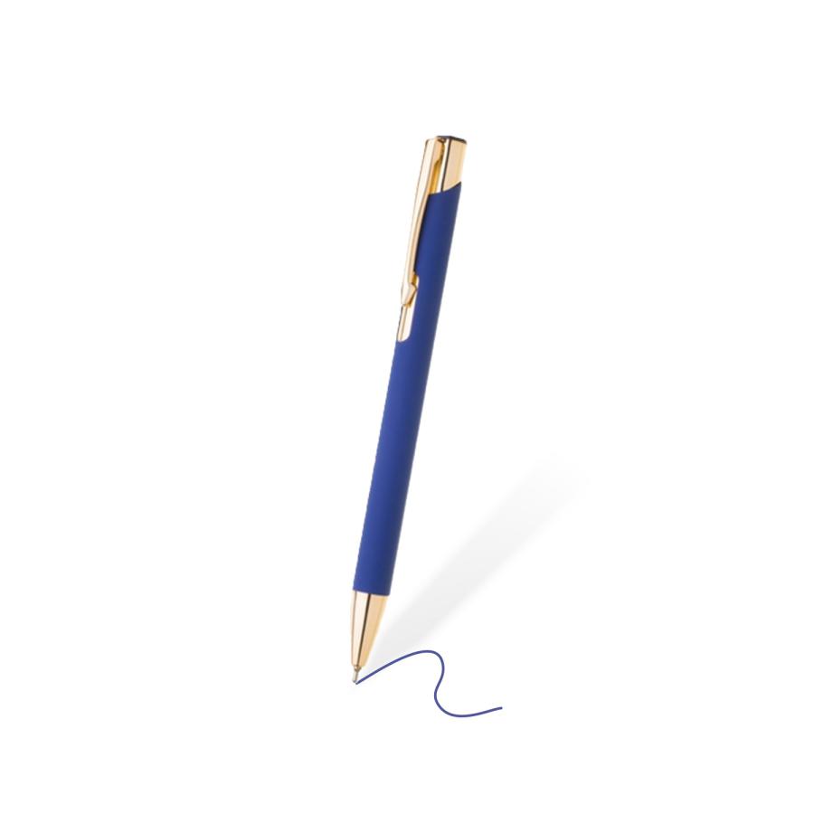 Metall-Kugelschreiber in Blau mit goldenen Akzenten