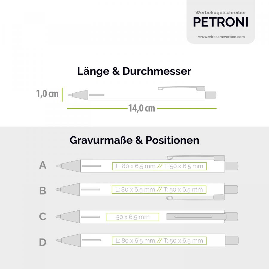 Gravur- und Druckoptionen für den Metall Kugelschreiber gebürstet