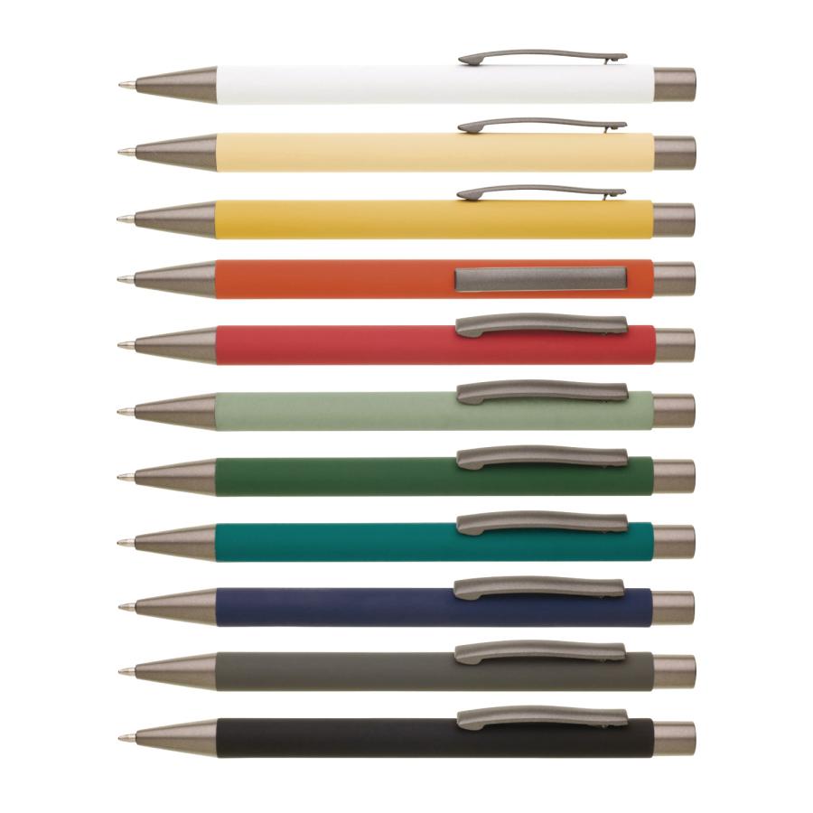 Metallkugelschreiber in 11 modernen Farben mit Softtouch-Oberfläche und anthrazitfarbenen Akzenten
