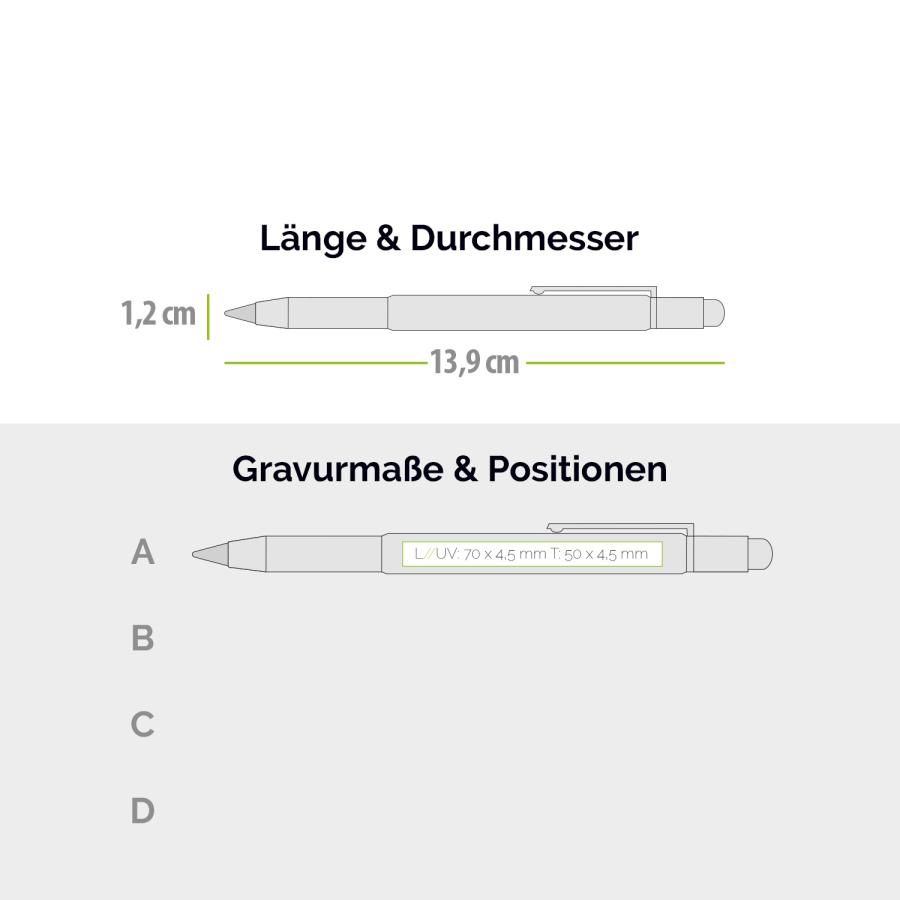 Multifunktionsbleistift Druckpositionen