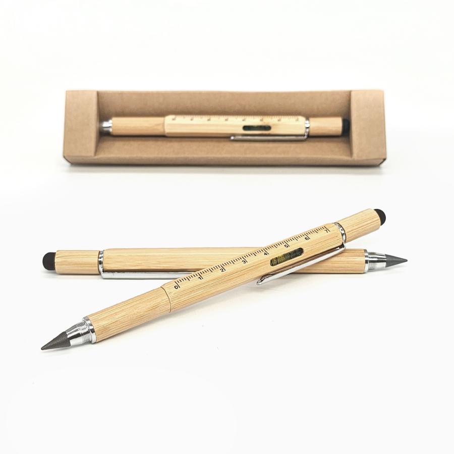 Multifunktionsstift aus Bambus mit Aluminiumspitze und Geschenkbox