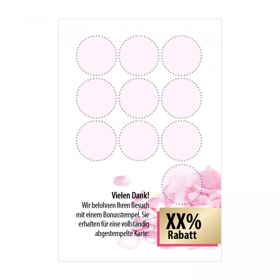 Rückseite der Treuekarte mit 10 Stempelfeldern und Rabattfeld