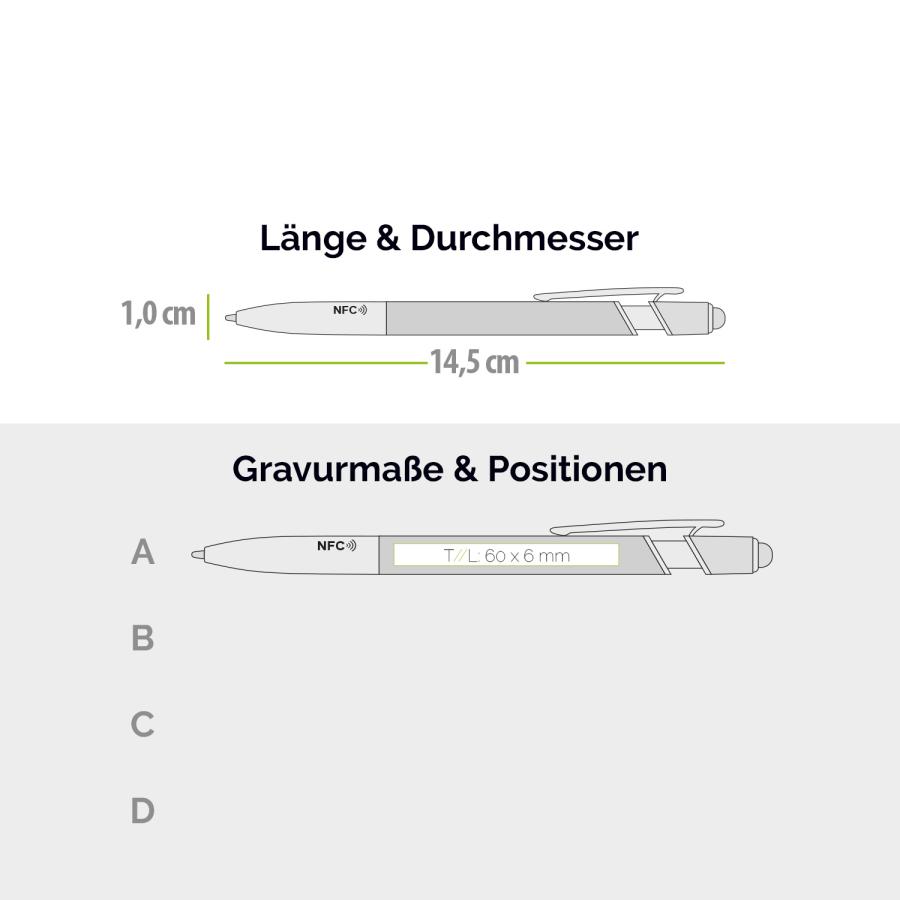 NFC Kugelschreiber Druckpositionen 