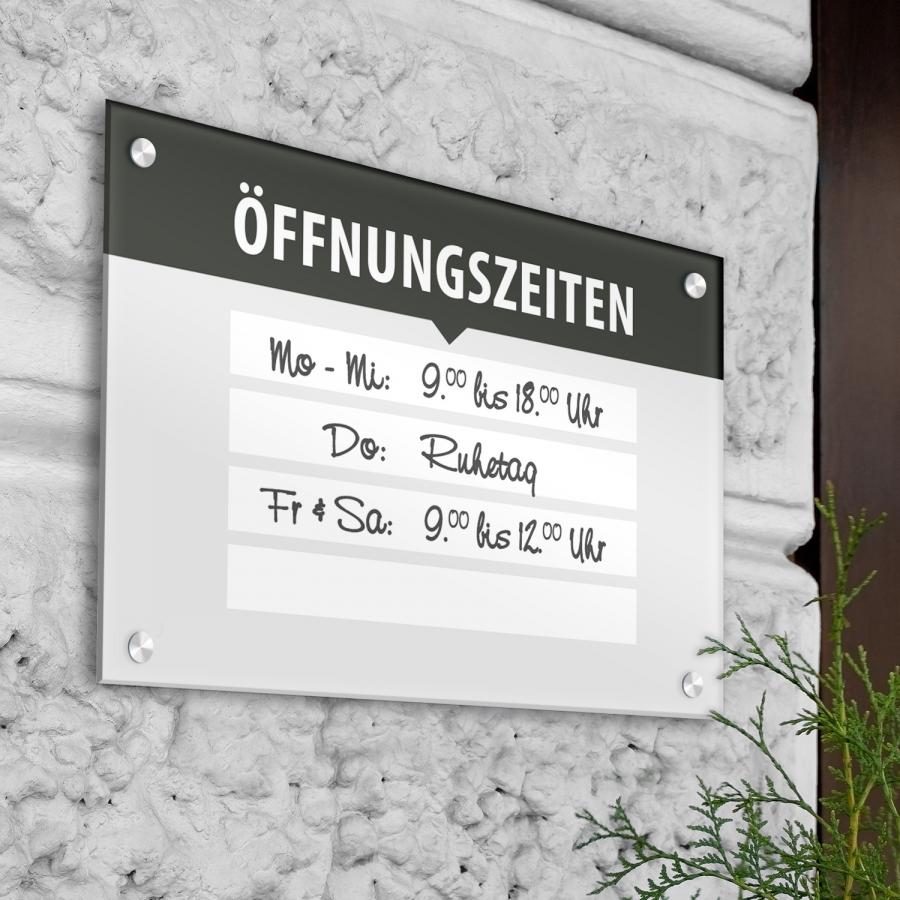 A3 Öffnungszeiten Schild mit Abstandshalter zur Wandmontage
