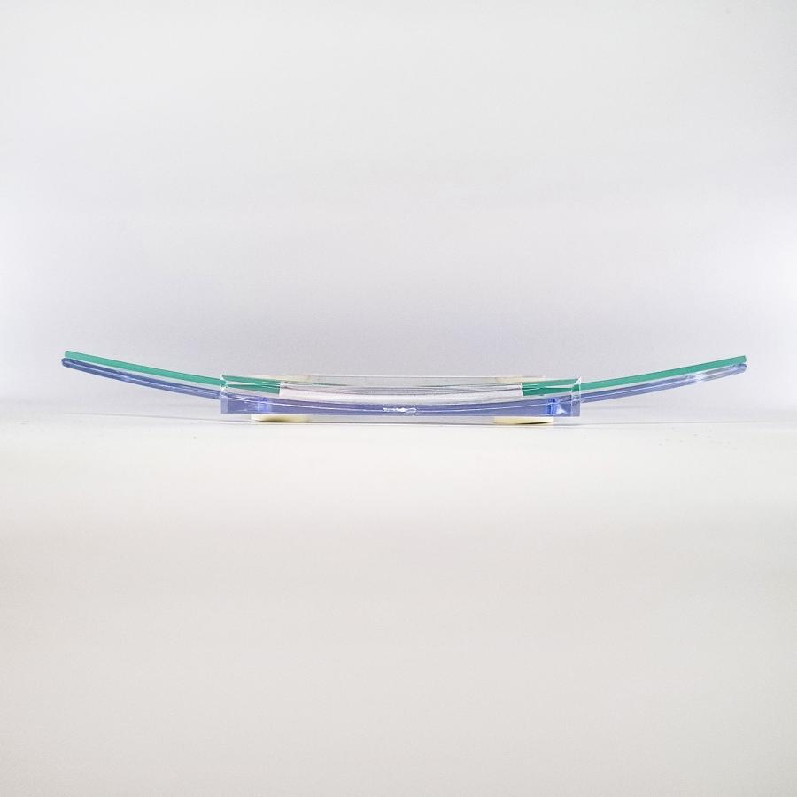 Eckiger Glaszahlteller Seitenprofil