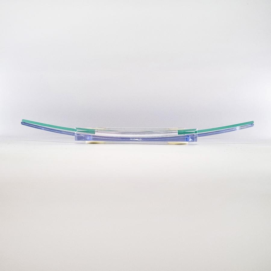 Seitenansicht Glaszahlteller mit Wölbung