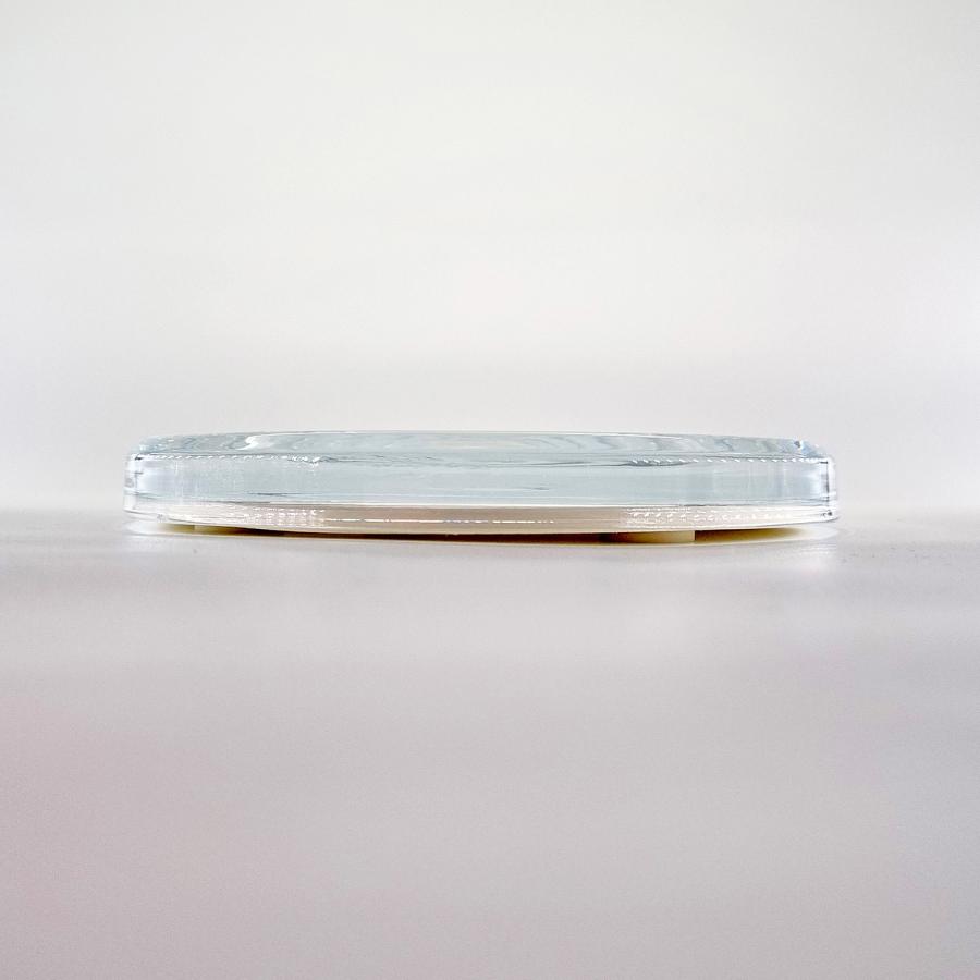 Seitenansicht ZAHLTELLER, Kassierteller, Geldschale aus Glas