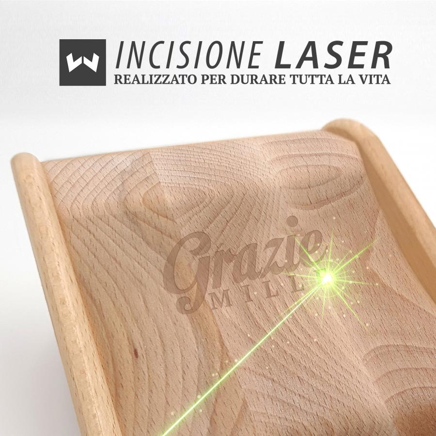 Vassoio per il pagamento contante in legno con incisione laser, Grazie mille, Rendiresto, ecologico e sostenibile 