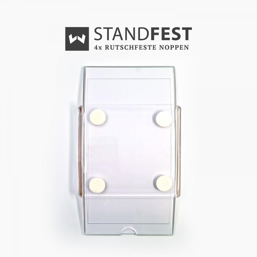 Eckiger Glaszahlteller Unterseite