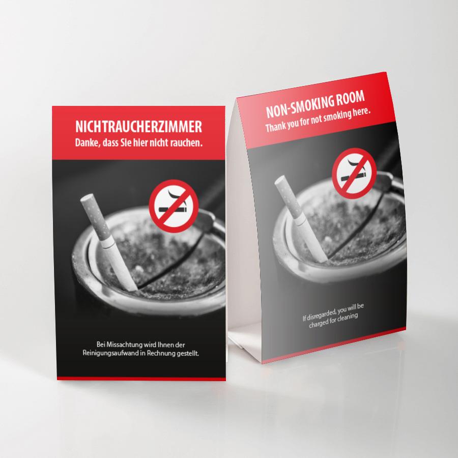 Rauchverbot NICHTRAUCHERZIMMER Schild - Motiv: PLASTISCH, non smoking room, 2-sprachig