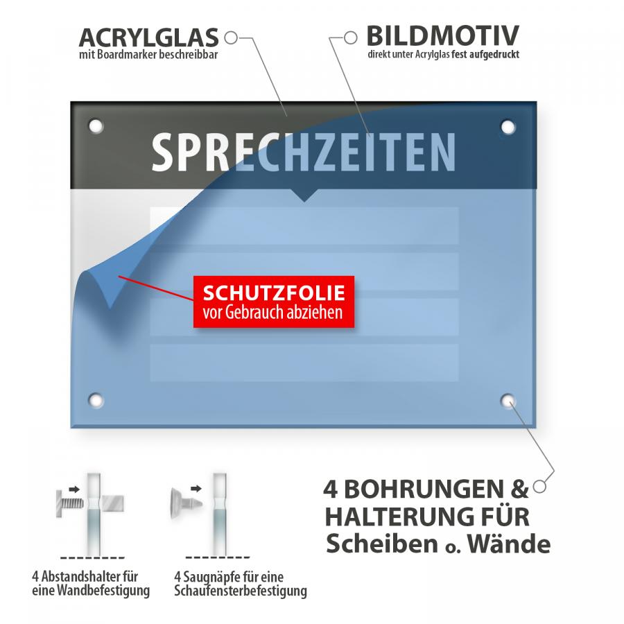 Produktdetails und Herstellerinformationen vom Sprechzeiten-Schild