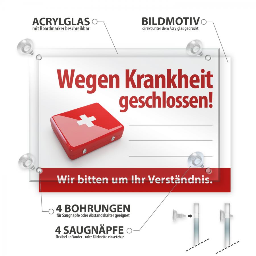 Schild: Wegen Krankheit geschlossen Details