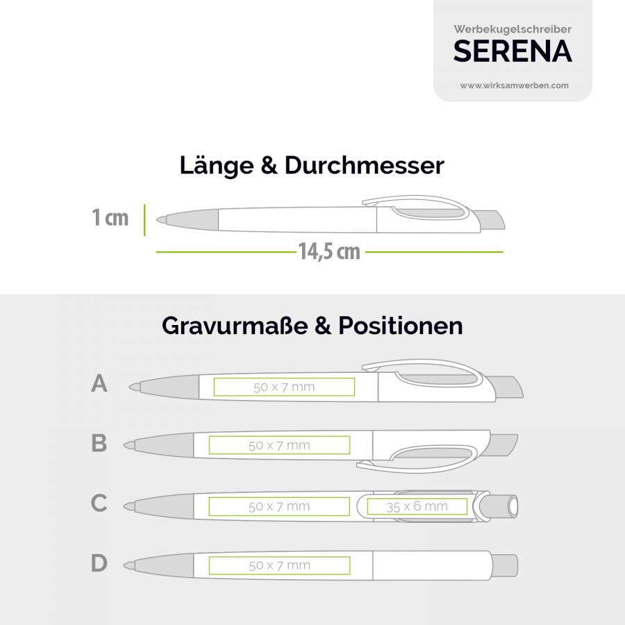 Druckdaten des schlichten Werbekugelschreibers mit großer Werbefläche.