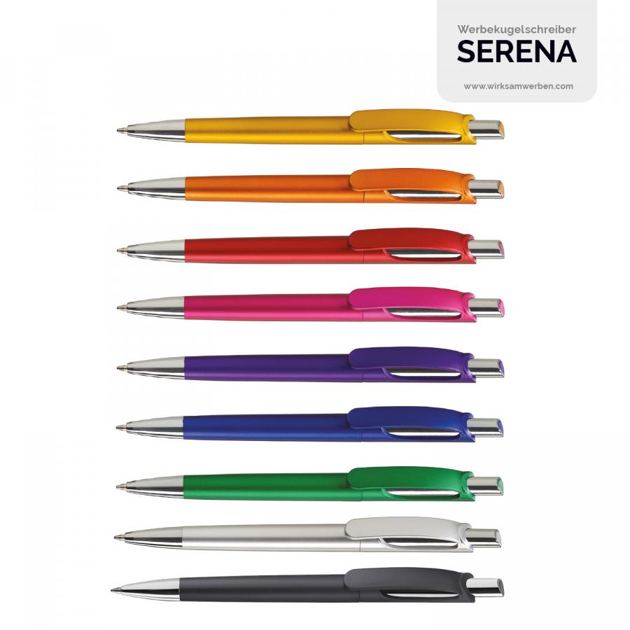 chlichter Werbekugelschreiber in verschiedenen Metallic-Farben, ideal für Markenanpassung.