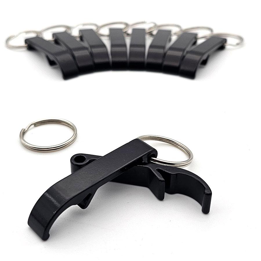 Schwarzer Schlüsselanhänger Flaschenöffner – langlebig und gravurfähig
