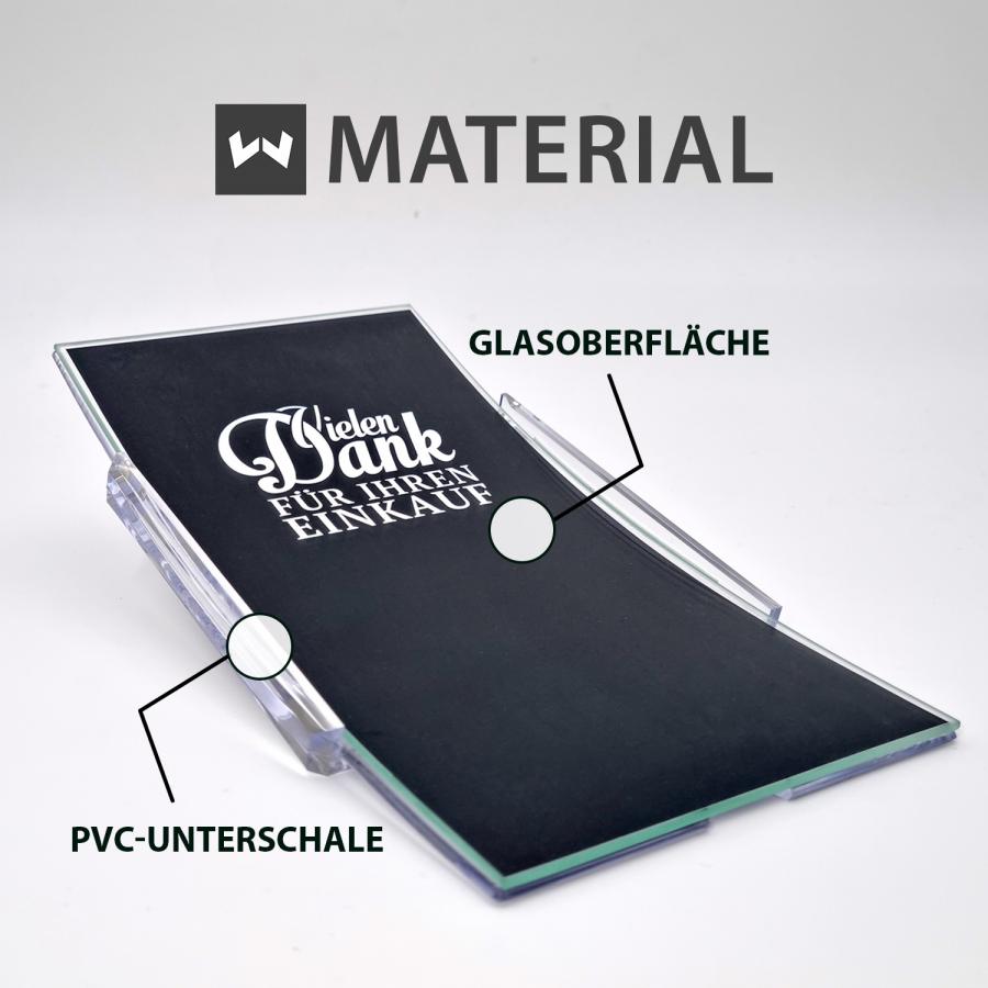 Artikeldetails Zahlteller mit Glasfläche, schwarz bedruckt