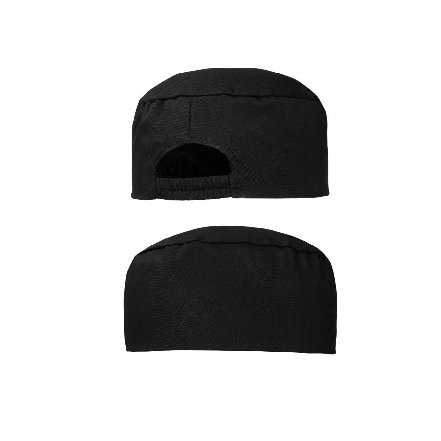 Schwarze Kochmütze mit Logo-Stick oder gewebtem Patch