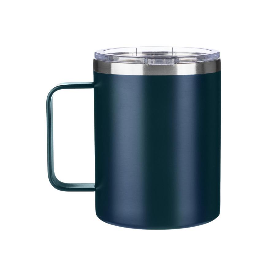Dunkelblauer Thermobecher mit Deckel aus recyceltem Edelstahl