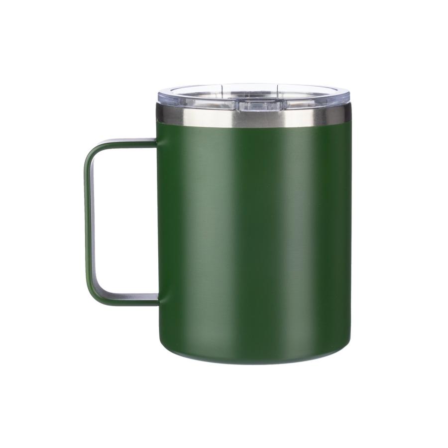 Dunkelgrüner Thermobecher mit Deckel aus recyceltem Edelstahl