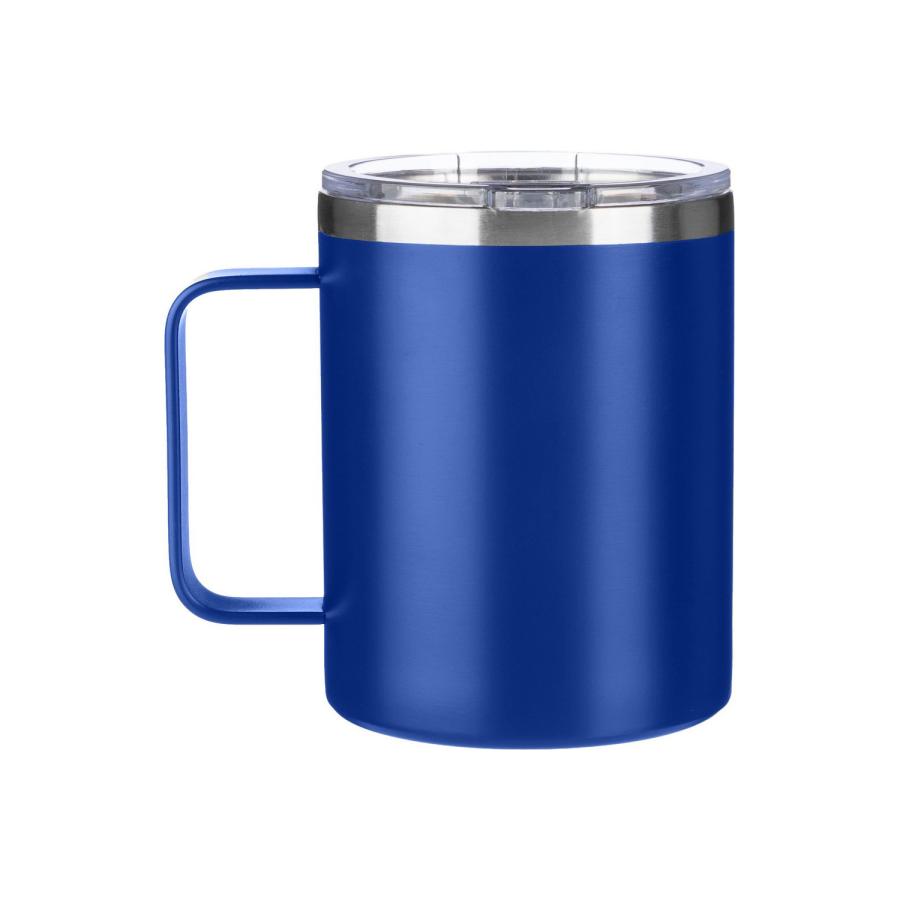 Royalblauer Thermobecher mit Deckel aus recyceltem Edelstahl