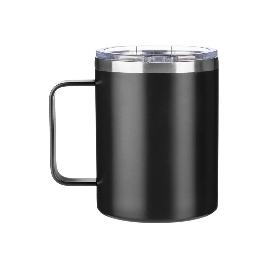 Schwarzer Thermobecher mit Deckel aus recyceltem Edelstahl