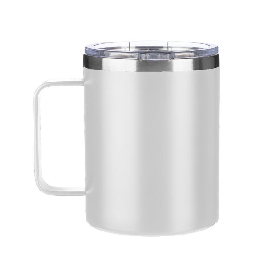 Weißer Thermobecher mit Deckel aus recyceltem Edelstahl