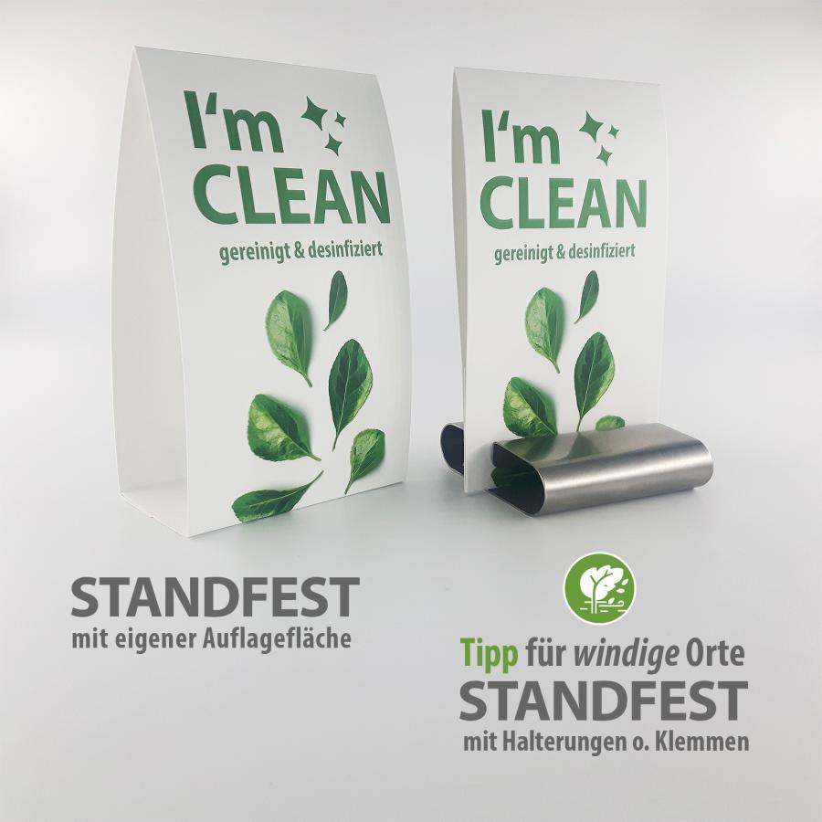 Schild und Kundenhinweis: Iam Clean