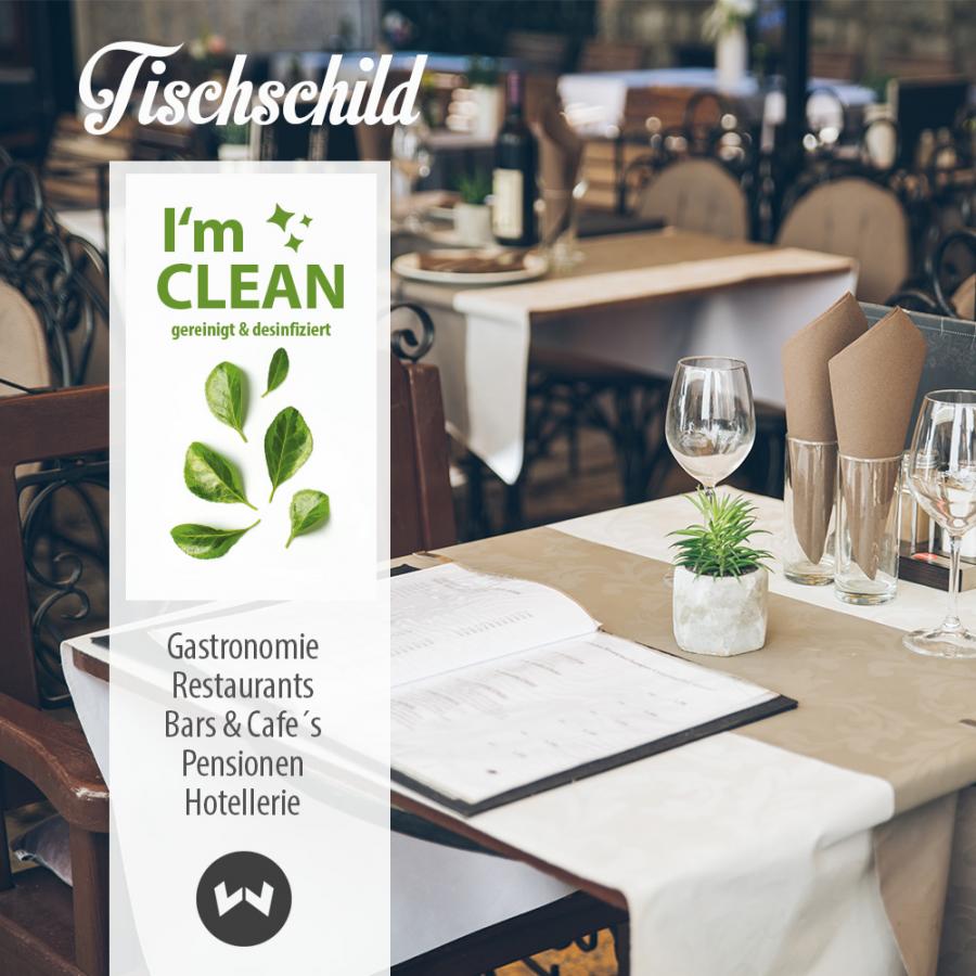Frisch desinfiziert Aufsteller fr die Gastronomie und Hotellerie