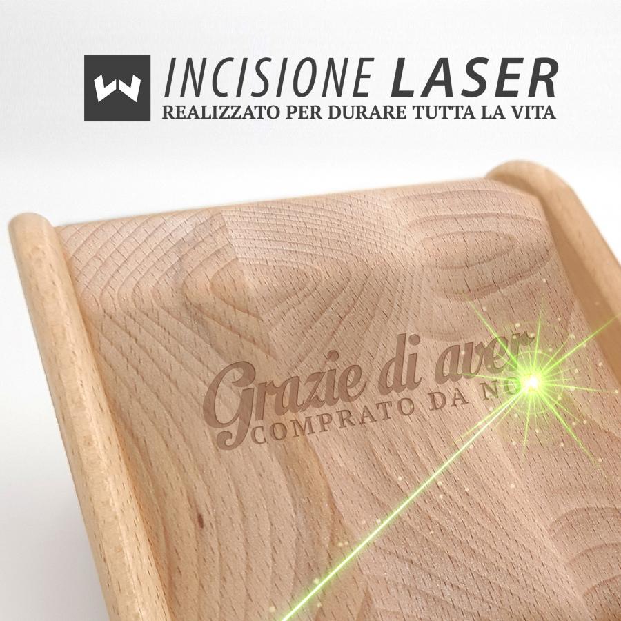 Vassoio per il pagamento contante in legno con incisione laser