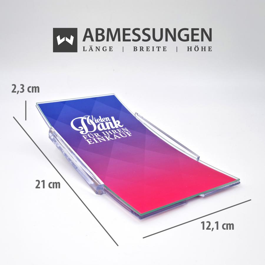 Eckiger Glaszahlteller Maße