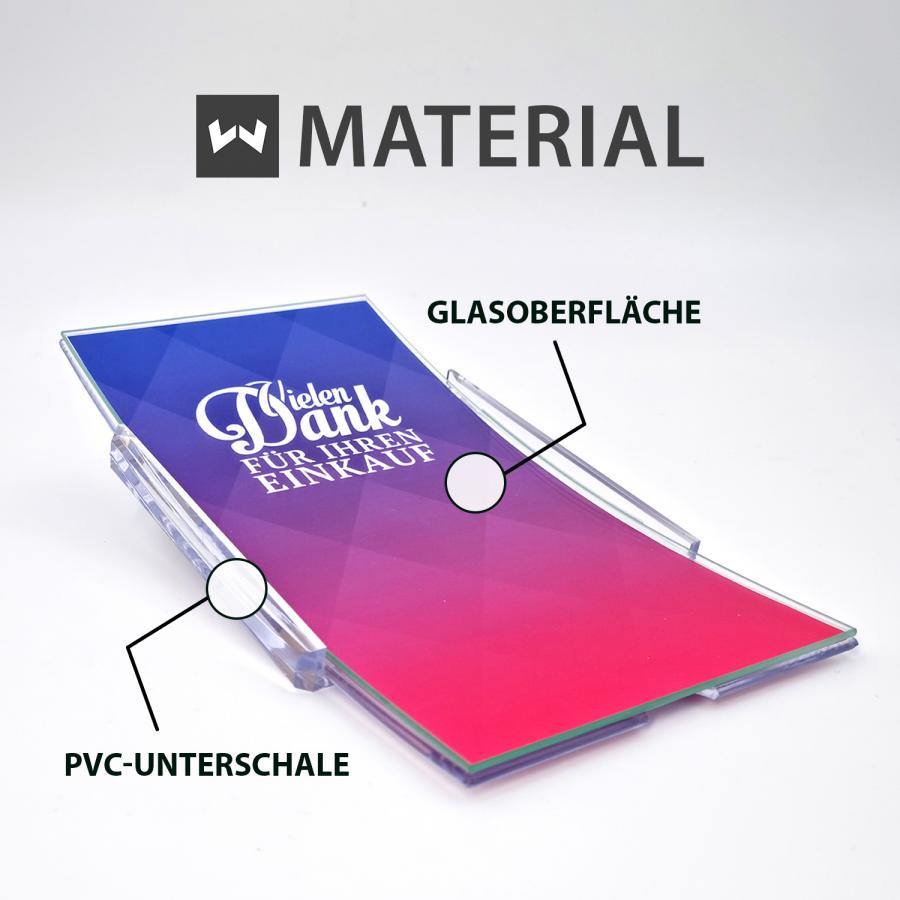 Eckiger Glaszahlteller Material