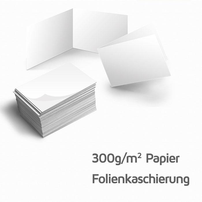 Druck: Visitenkarten 300g/m³ Papier,  Folienkaschierung matt o. glanz, auch als Klappkarte möglich