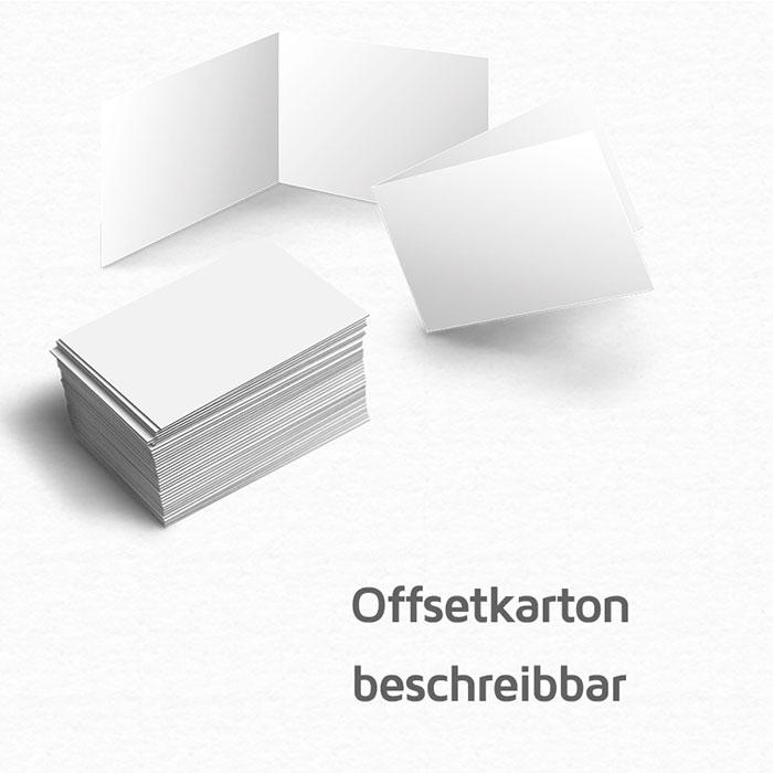 Visitenkarten 350g/m² Offsetkarton, beschreibbar, bestempelbar, auch als 4seitige Klappkarte