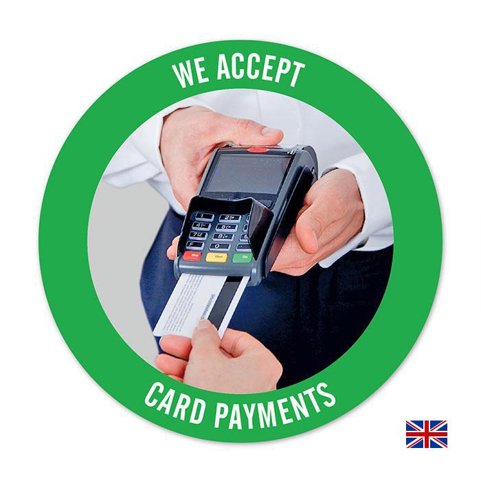 Sticker:  We accept credit and debit cards   in different sizes