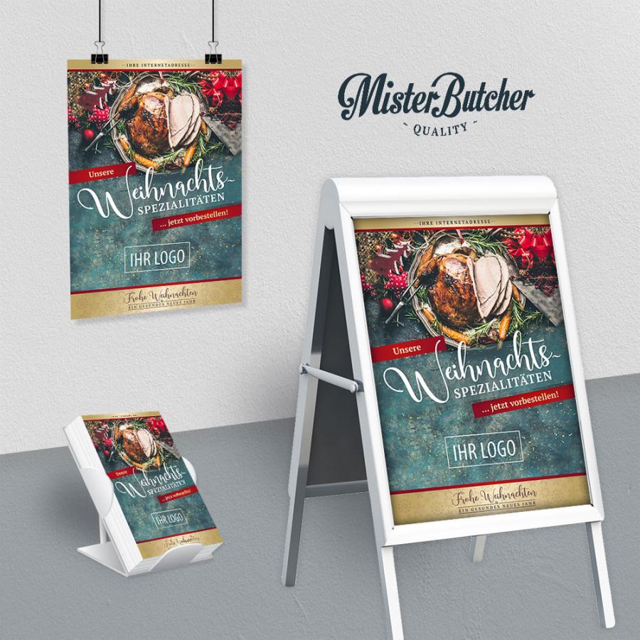 Werbeplakat: Truthahn zu Weihnachten