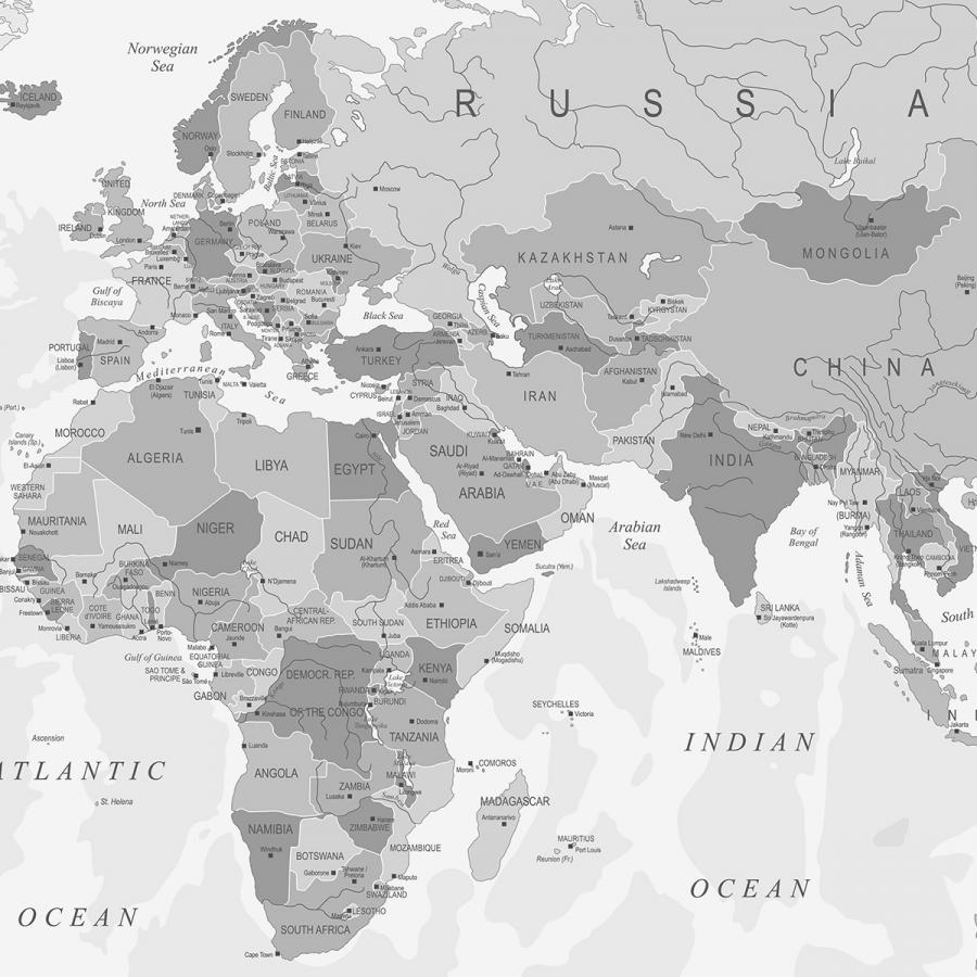 Ausschnitt Weltkarte, Europa und Afrika Fototapete