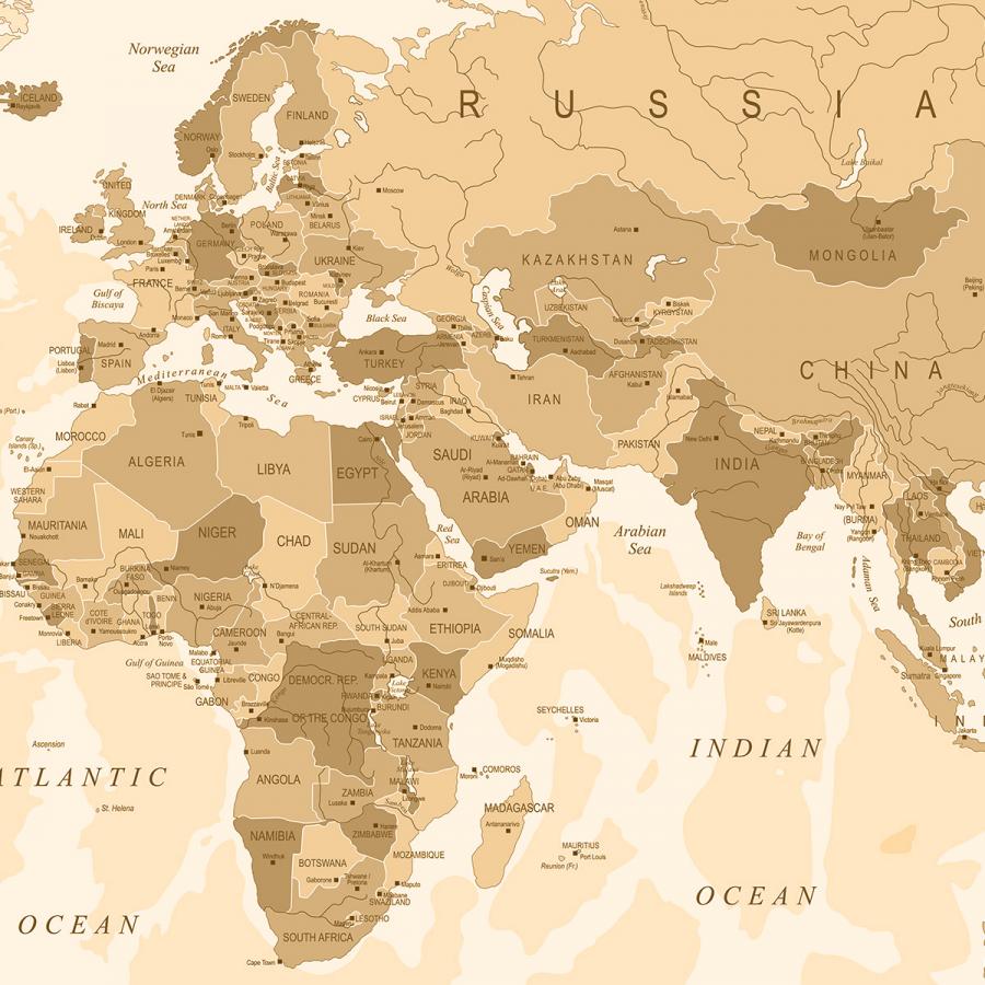 Ausschnitt Weltkarte, Europa und Afrika Fototapete