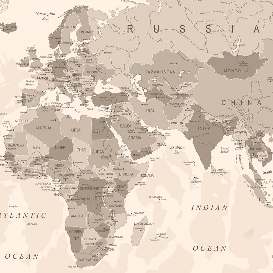 Ausschnitt Weltkarte, Europa und Afrika Fototapete